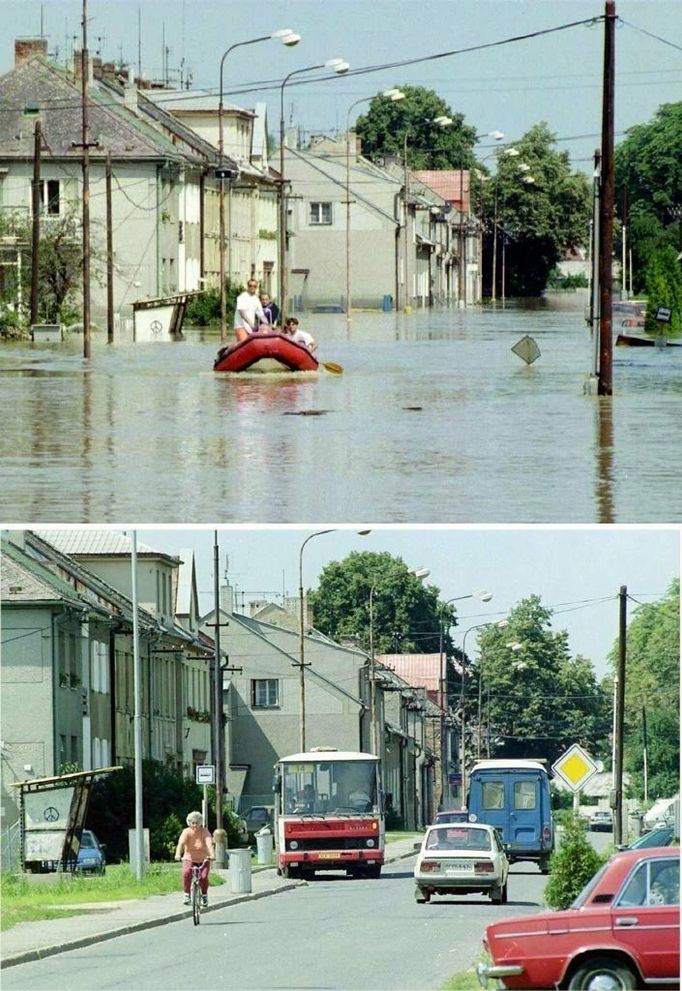 Archivní snímek z povodní v roce 1997, které postihly třetinu země, nejvíce Moravu a východní Čechy.