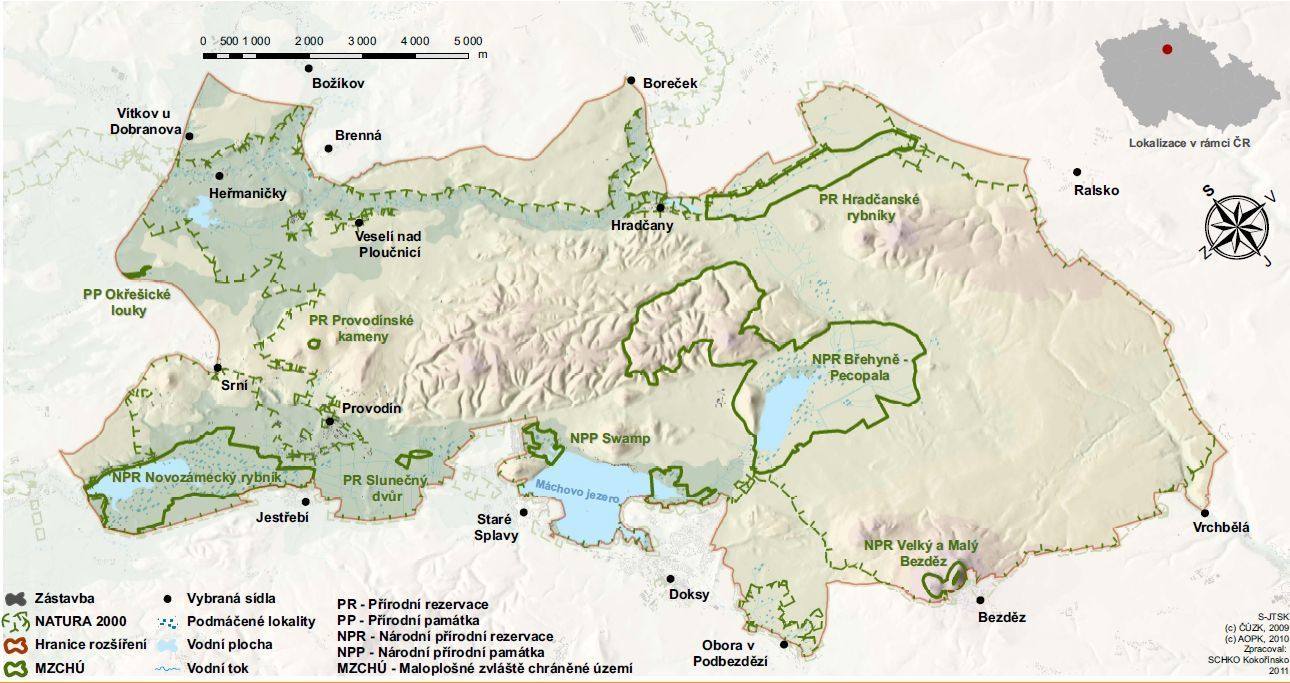 Mapa nové CHKO Máchův kraj