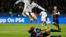 Chelsea's Diego Costa in action with Paris St Germain's David Luiz