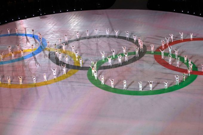 Slavností zakončení ZOH 2018: olympijské kruhy