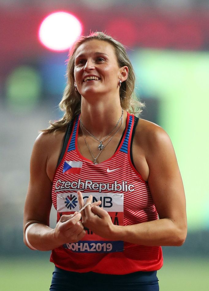 Oštěpařka Barbora Špotáková ve finále na MS v Dauhá.
