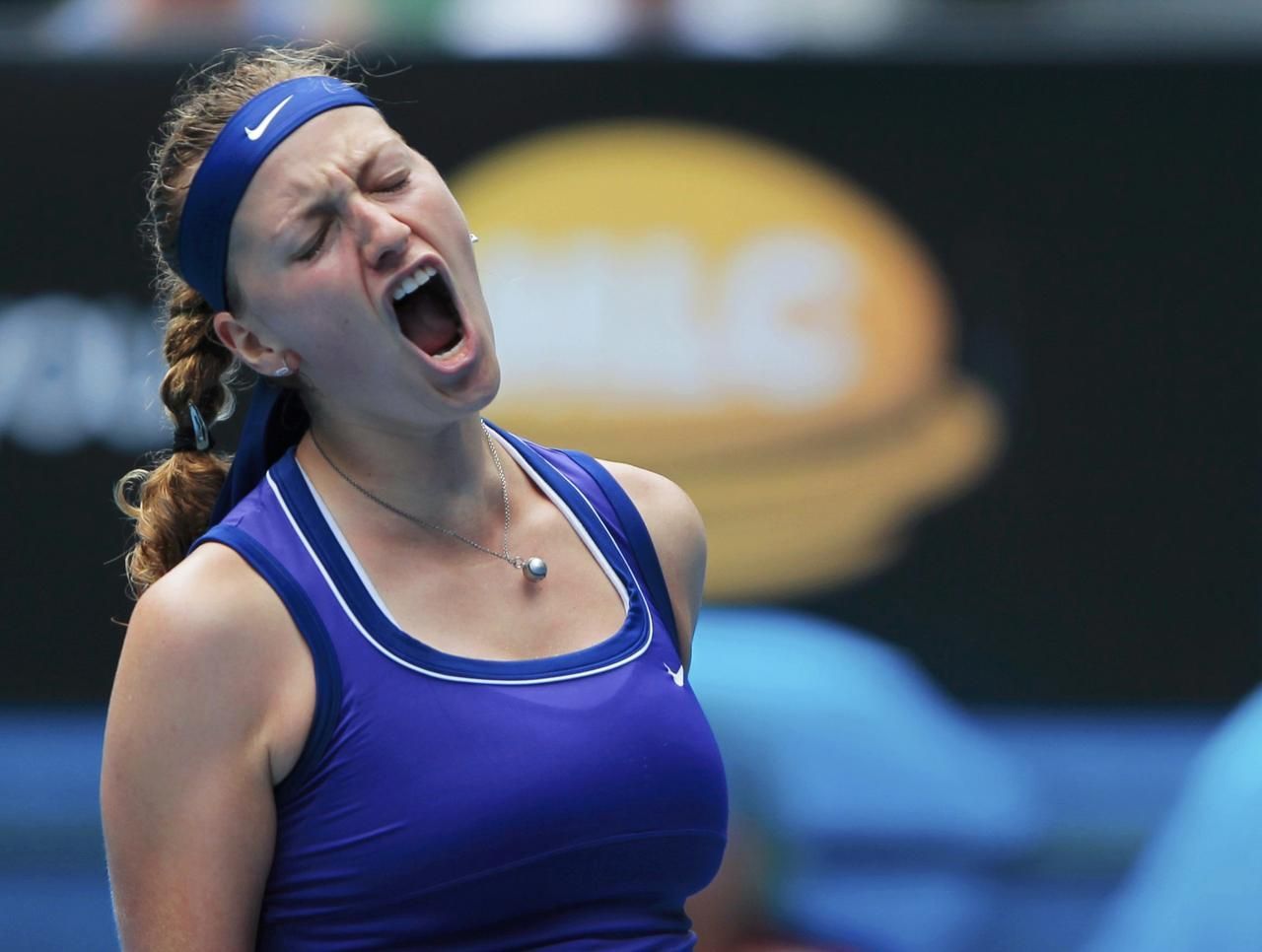 Česká tenistka Petra Kvitová je smutná během Australian Open 2011