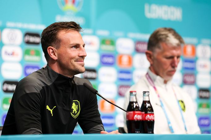 Soccer Football - Euro 2020 - Czech Republic Press Conference - Wembley Stadium, London, Britain - June 21, 2021 Czech Republic coach Jaroslav Silhavy and Vladimir Darida