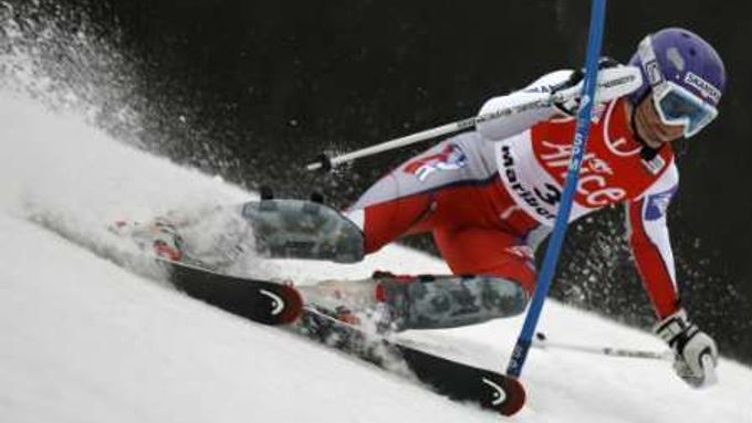 Šárka Záhrobská na trati slalomu speciál ve slovinském Mariboru. Mistryně světa si dojela pro čtvrté místo.