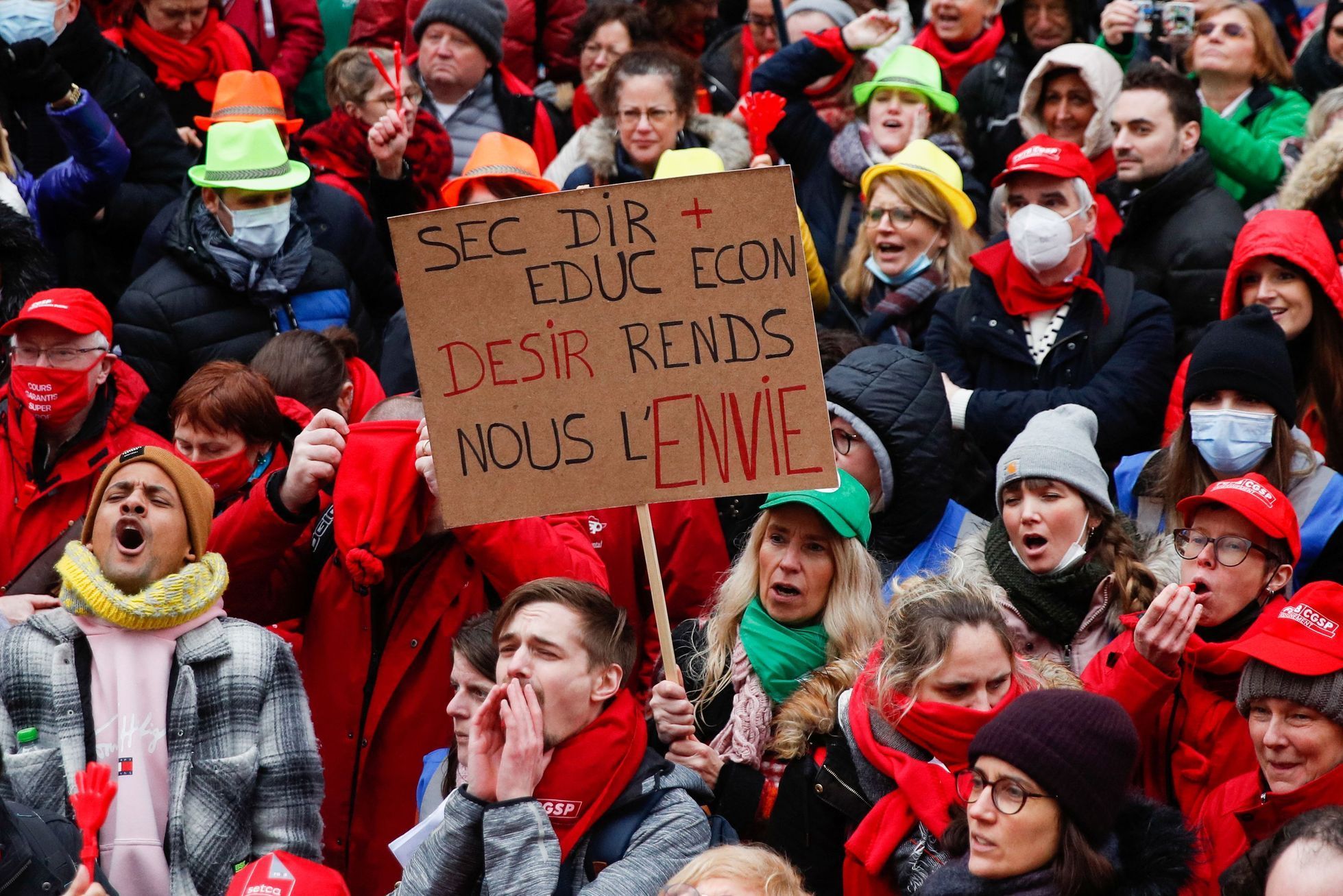 Belgie brusel učitelé protest