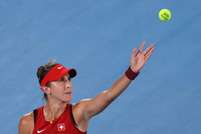 Belinda Bencicová ve finále OH 2020 proti Markétě Vondroušové