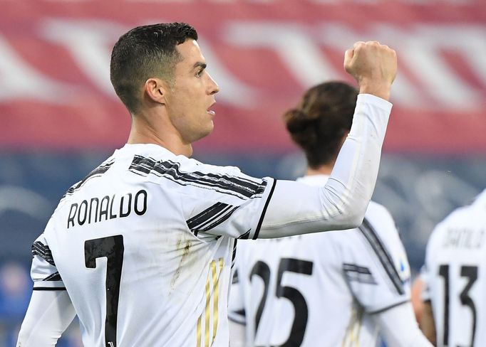 27. kolo italské fotbalové ligy 2020/21, Cagliari - Juventus: Cristiano Ronaldo slaví gól.