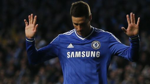 Chelsea's Fernando Torres reacts after scoring a goal against Atletico Madrid during their Champion's League semi-final second leg soccer match at Stamford Bridge in Lond