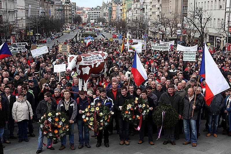 Demonstrace zemědělců v Praze