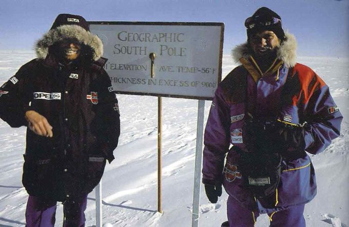 Reinhold Messner a Arved Fuchs na jižním pólu.