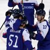ZOH 2018, Rusko-Slovensko: Peter Čerešňák (14) slaví gól na 3:2