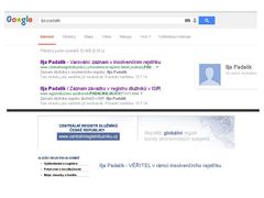 V horní části obrázku je to, co ukazoval vyhledávač Google po zadání jména Ilja Padalík. V dolní části je podoba skutečné stránky, na kterou vyhledávač odkazoval.
