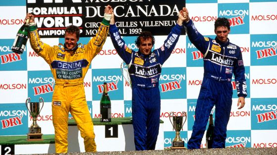 F1 1993, VC Kanady:  Michael Schumacher, Benetton; Alain Prost, Williams a Damon Hill, Williams