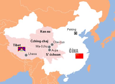 Mapa - Nepokoje v Tibetu