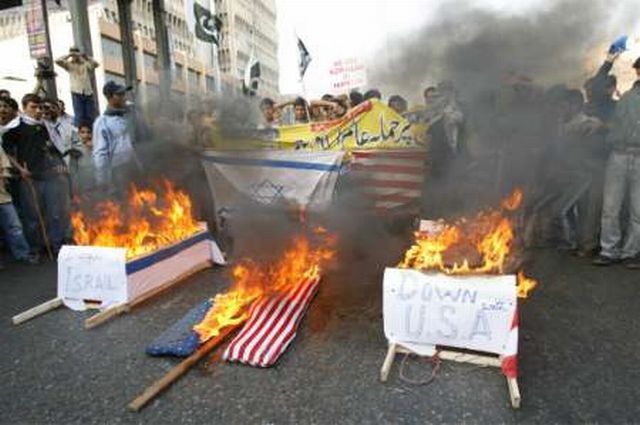 USA Izrael Pákistán demonstrace