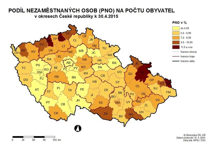 Podíl nezaměstnaných - duben 2014