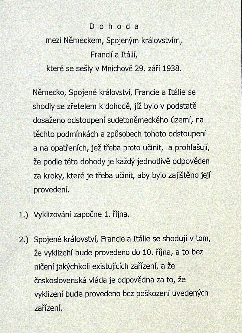 Mnichovská dohoda poprvé v Praze
