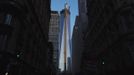 The rising sun hits the side of One World Trade Center as it stands among other buildings in New York, April 2, 2013. Port Authority officials unveiled Tuesday the stunning view from the top of One World Trade Center, a 360-degree eagle�s eye panorama that will instantly become one of the city�s premiere tourist attractions when it is completed in 2015. REUTERS/Lucas Jackson (UNITED STATES - Tags: CITYSPACE BUSINESS CONSTRUCTION) Published: Dub. 2, 2013, 4:37 odp.