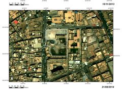 Srovnání satelitních snímků destrukce mešity proroka Šéta