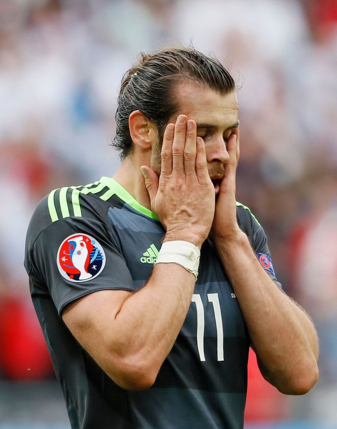 Wales' Gareth Bale reacts at the end of the game