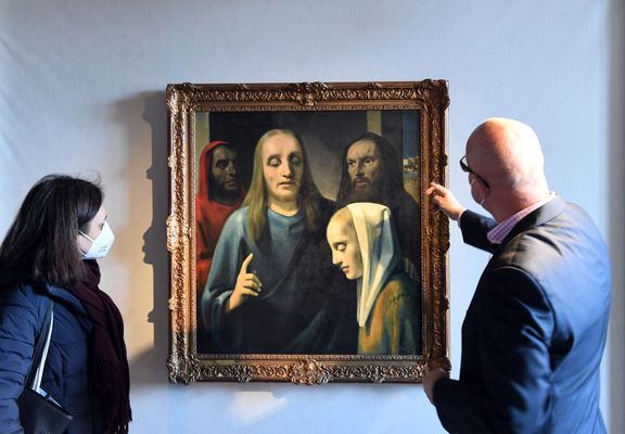 Falzifikát obrazu Johannese Vermeera Kristus a cizoložnice od Hana van Meegerena.