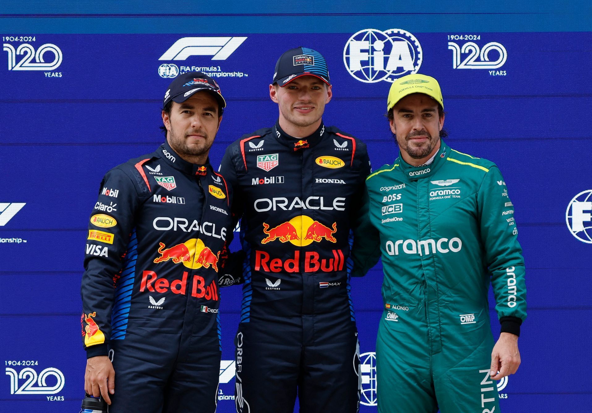 F1, VC Číny 2024: Sergio Pérez, Max Verstappen (oba Red Bull), Fernando Alonso (Aston Martin)