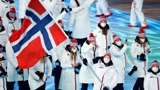 Slavnostní zahájení ZOH 2022 v Pekingu - slavnostní nástup: Norsko