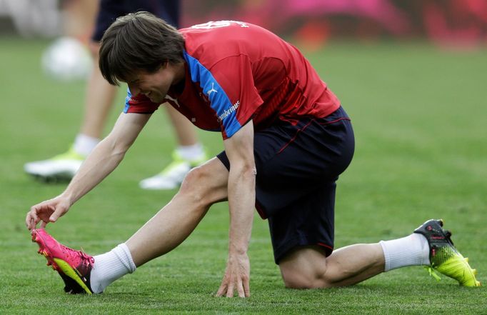 Tomáš Rosický na tréninku české fotbalové reprezentace