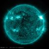 M7.9 Class Solar Flare on March 13, 2012 NASA's Solar Dynamics Observatory (SDO) captured this image of an M7.9 class flare on March 13, 2012 at 1:29 p.m. EDT. It is shown here in the 131 Angstrom wavelength, a wavelength particularly good for seeing solar flares and a wavelength that is typically colorized in teal. Credit: NASA/SDO