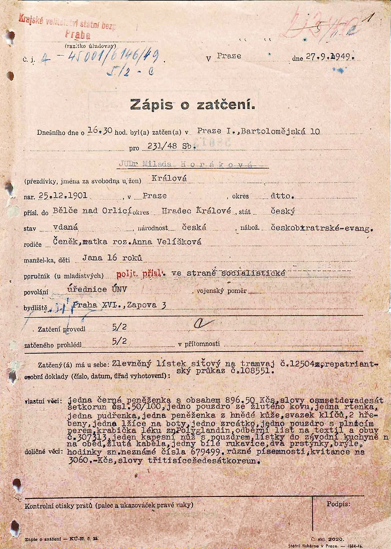Jednorázové užití / Fotogalerie / Před 70 lety, 31. května 1950, začal v Praze proces s Miladou Horákovou