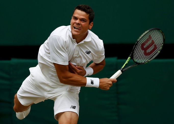 Milos Raonic v semifinále Wimbledonu 2016.