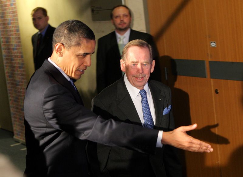 Obama v Praze s Václavem Havlem