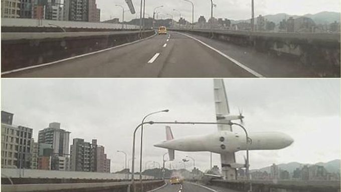 Foto: Padající letoun zavadil o dálniční nadjezd