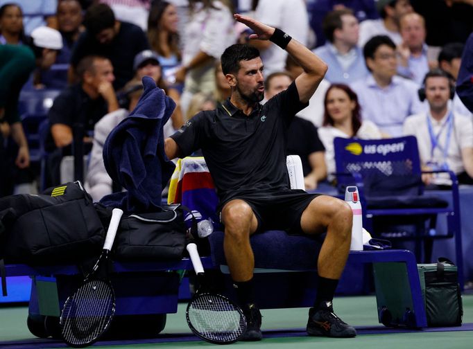 Novak Djokovič v utkání 3. kola US Open 2025
