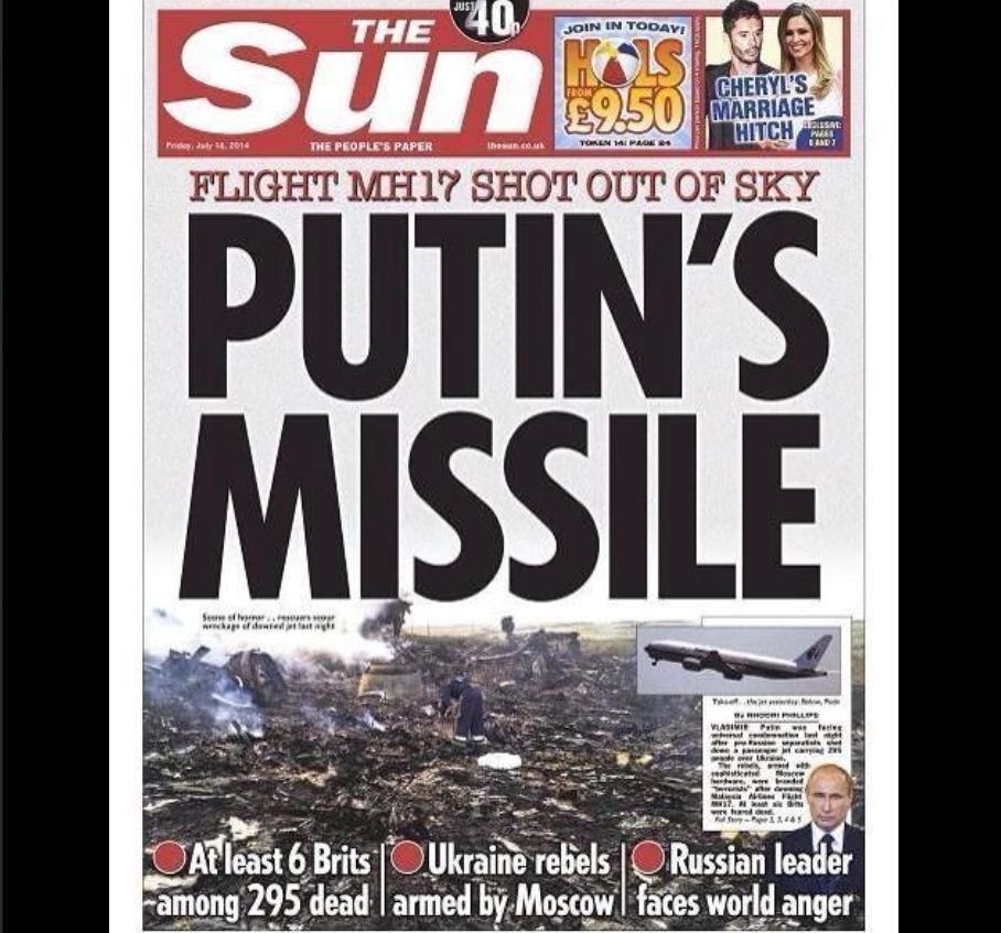 Ukrajina - sestřelené letadlo - The Sun