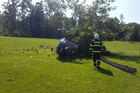 V zámeckém parku v Žamberku havaroval při vzletu vrtulník, jeden zraněný