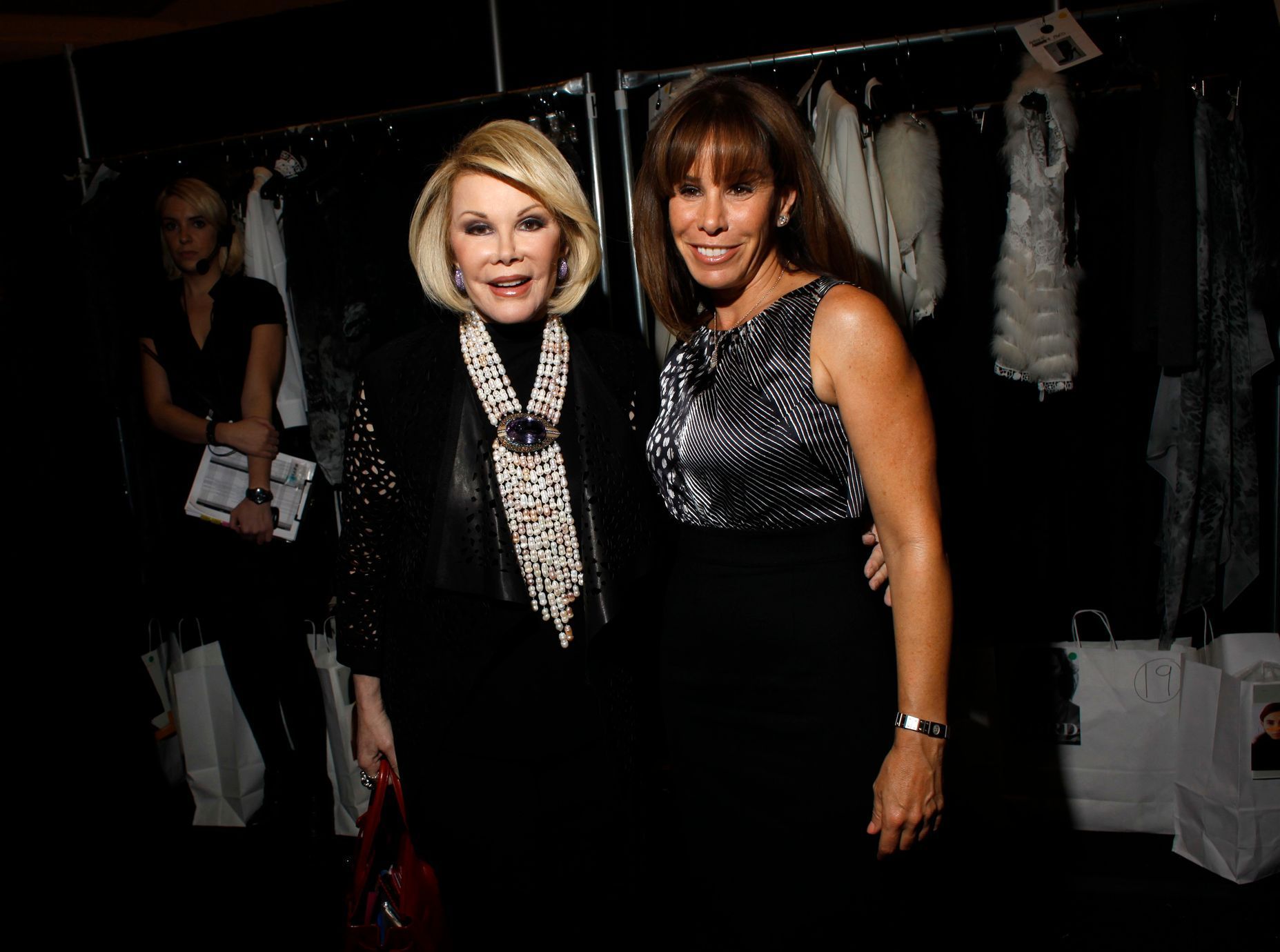 File photo of comedian Joan Rivers and TV personality Melissa Rivers attending the Elie Tahari Fall/Winter 2011 collection show during New York Fashion Week