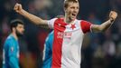 fotbal, Evropská liga 2018/2019, Slavia Praha - Zenit Petrohrad, Tomáš Souček se raduje z postupu