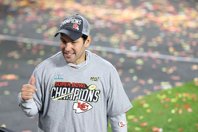 Herec Paul Rudd slaví triumf Kansas City Chiefs po finále Super Bowlu LIV