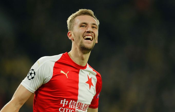 Tomáš Souček slaví gól v zápase LM Borussia Dortmund - Slavia