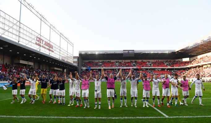 fotbal, Liga národů 2018/2019, Slovensko - Česko, radost českého týmu