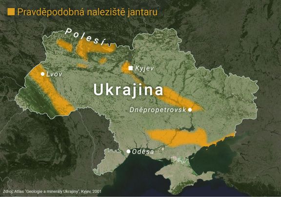 Ukrajinská naleziště jantaru.