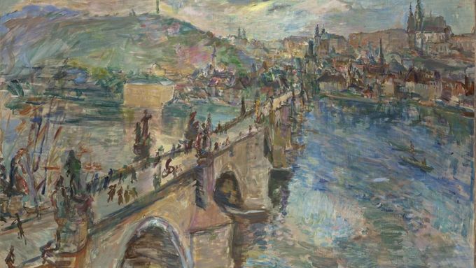 Oskar Kokoschka: Pohled na Hradčany a Karlův most, 1935