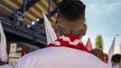 Pochod fanoušků Slavie z Náměstí Republiky na finále Mol Cupu na stadion pražské Sparty na Letné.