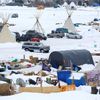 Tábor odpůrců ropovodu Dakota Access na konci ledna 2017.