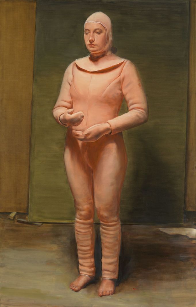 Michaël Borremans: Pták, 2019, olej na plátně, 300 x 190 cm