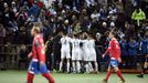 Soccer Football - Euro 2020 - Group J Qualification - Finland v Liechtenstein - Helsinki, Finland November 15, 2019. Finnish players celebrate the team's second goal. Leh