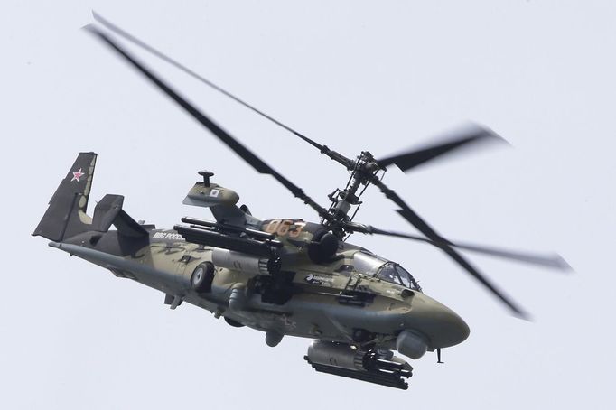 A Kamov Alligator helicopter takes part in a flying display, during the 50th Paris Air Show