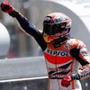 Honda MotoGP rider Marc Marquez of Spain celebrates after winning the French Grand Prix at the Le Mans circuit