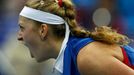 Česká tenistka Petra Kvitová slaví vítězství ve finále Fed Cupu 2011 proti Rusku.